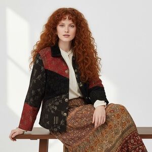 Keren Hart Vintage Patchwork Tapestry Jacket Size M